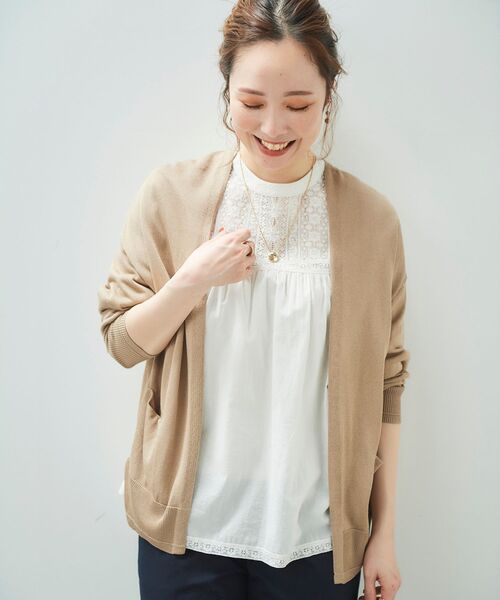 le.coeur blanc(ルクールブラン)の「カシリーレーヨン長袖カーディガン(カーディガン/ボレロ・レディース・ライトグレー/ネイビー/ライトグリーン/モカ・38)」の6枚目の写真
