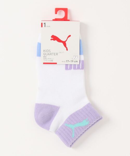 PUMA(プーマ)の「PUMA プーマ キッズ クォーター ソックス 靴下 1足(ソックス/靴下・キッズ・ホワイト×ネイビー/ホワイト×グレー/ホワイト×ブルー・17.0cm/21.0cm/19.0cm)」の1枚目の写真