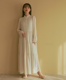 ティアードシアーロングワンピース