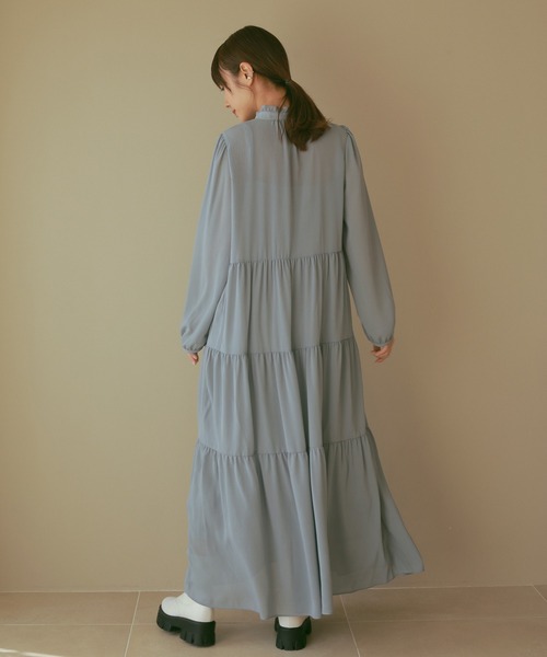 N WITH.（エヌウィズ）の「ティアードシアーロングワンピース（ワンピース・レディース・ホワイト/ブルー・FREE）」の7枚目の写真