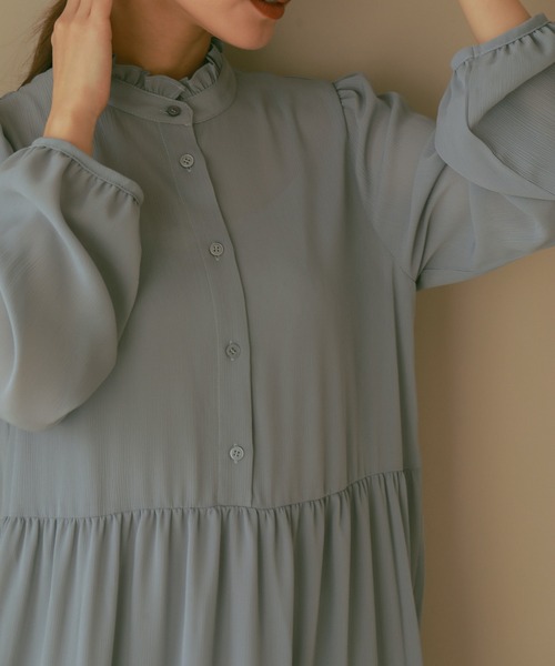 N WITH.（エヌウィズ）の「ティアードシアーロングワンピース（ワンピース・レディース・ホワイト/ブルー・FREE）」の9枚目の写真