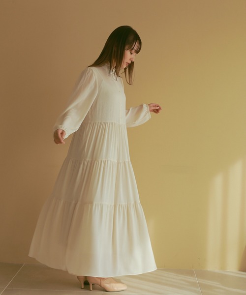 N WITH.（エヌウィズ）の「ティアードシアーロングワンピース（ワンピース・レディース・ホワイト/ブルー・FREE）」の13枚目の写真
