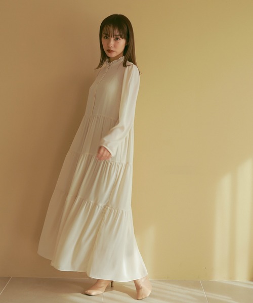 N WITH.（エヌウィズ）の「ティアードシアーロングワンピース（ワンピース・レディース・ホワイト/ブルー・FREE）」の12枚目の写真