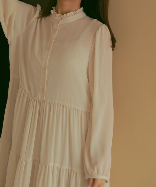 N WITH.（エヌウィズ）の「ティアードシアーロングワンピース（ワンピース・レディース・ホワイト/ブルー・FREE）」の15枚目の写真