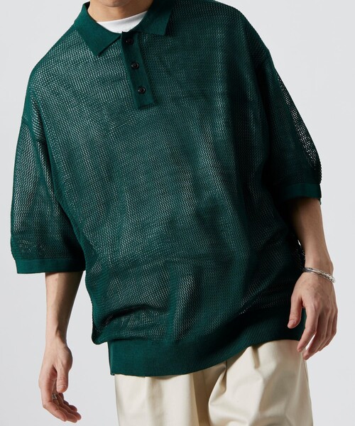 FREAK'S STORE（フリークスストア）の「【限定展開】Relax Fit リラックスフィット メッシュニットポロシャツ（ポロシャツ・メンズ・ネイビー/ブラック/ブラウン/グリーン・SMALL/MEDIUM/LARGE）」の19枚目の写真