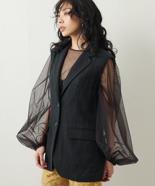 Whim Gazette 試着のみ　黒ジレ Whim Gazette（ウィムガゼット）の「テーラードジレ（ベスト