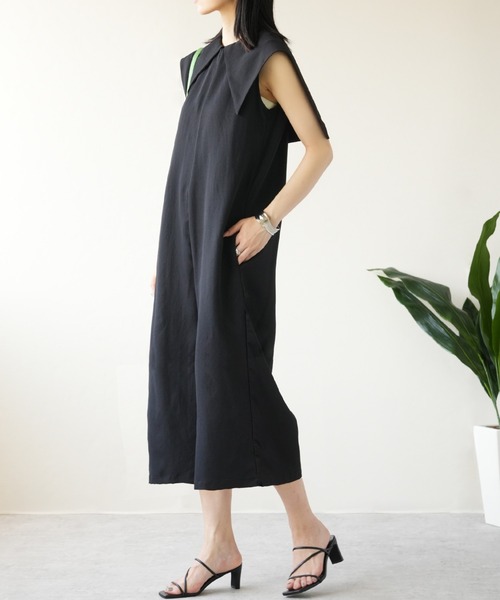 IAMUSE（アイアミューズ）の「ライトシャークスキン2wayオールインワン S0956【IAMUSE】（つなぎ/オールインワン・レディース・ブラック/モカ・FREE）」の6枚目の写真