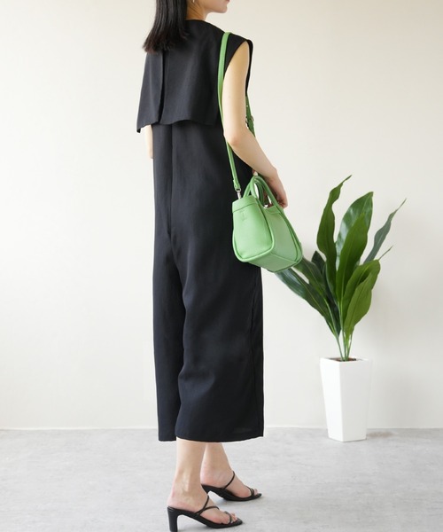 IAMUSE（アイアミューズ）の「ライトシャークスキン2wayオールインワン S0956【IAMUSE】（つなぎ/オールインワン・レディース・ブラック/モカ・FREE）」の7枚目の写真