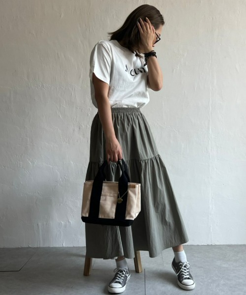 LBC（エルビーシー）の「ナイロンワッシャーギャザースカート（スカート・レディース・オリーブ/ブラック・M）」の3枚目の写真