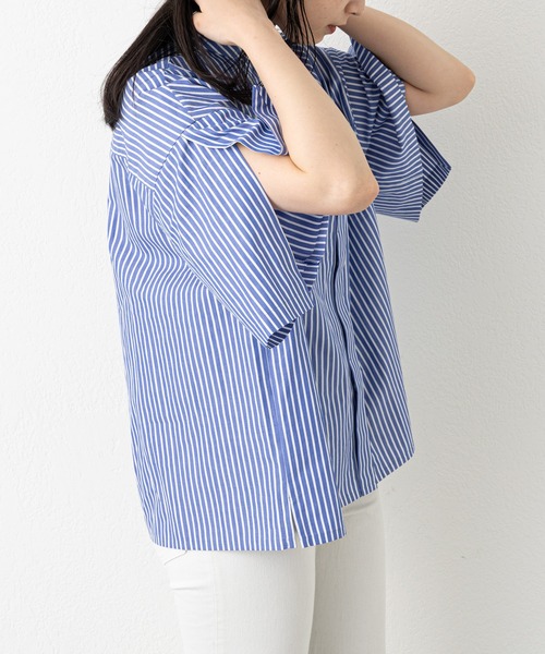 russet(ラシット)の「《qurumu》スリットスリーブシャツ(O-071)(シャツ/ブラウス・レディース・ホワイト系その他/ホワイト/ブルー系その他・FREE)」の7枚目の写真