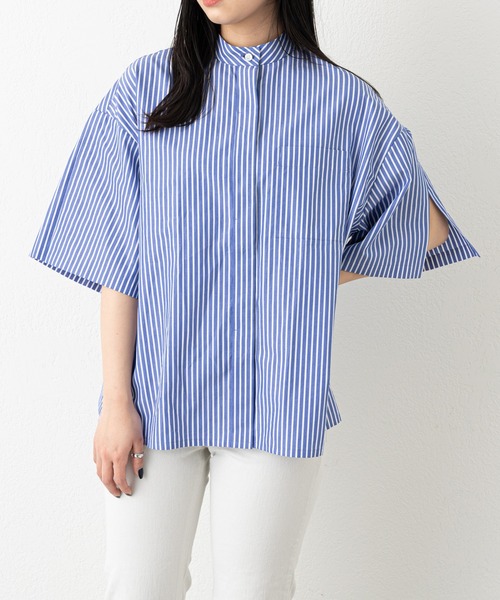 russet(ラシット)の「《qurumu》スリットスリーブシャツ(O-071)(シャツ/ブラウス・レディース・ホワイト系その他/ホワイト/ブルー系その他・FREE)」の14枚目の写真