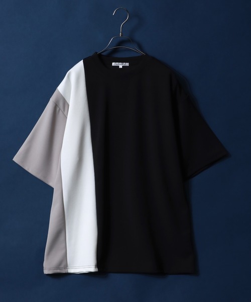 ANPAS(アンパス)の「Georgette Color Switching Design Oversized T-shirt/ジョーゼット 切り替え ビッグシルエット Tシャツ(Tシャツ/カットソー・メンズ・グレイッシュベージュ/ホワイト/ブラック・M/L)」の3枚目の写真