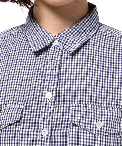 AZUL by moussy（アズールバイマウジー）の「配色スモールチェックWポケ長袖T/Bシャツ（シャツ/ブラウス・レディース・レッド系その他/ダークネイビー・MEDIUM/SMALL/LARGE）」の8枚目の写真