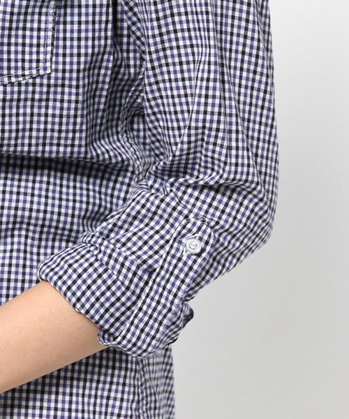 AZUL by moussy（アズールバイマウジー）の「配色スモールチェックWポケ長袖T/Bシャツ（シャツ/ブラウス・レディース・レッド系その他/ダークネイビー・MEDIUM/SMALL/LARGE）」の10枚目の写真