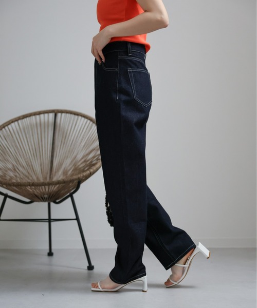 sakishimatokyo（サキシマトーキョー）の「ストレートデニムパンツ/ハイウエスト（デニムパンツ・レディース・インディゴブルー/ブルー/ライトブルー・M/L）」の11枚目の写真