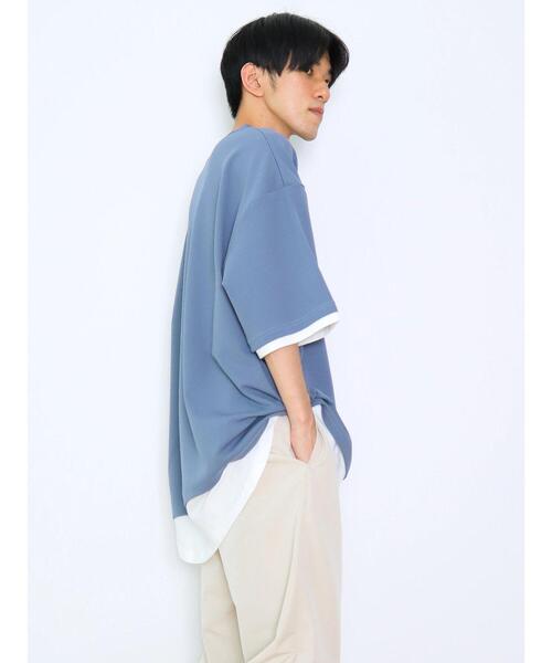 CRAFT STANDARD BOUTIQUE（クラフトスタンダードブティック）の「梨地カットラウンドヘムフェイクレイヤードTEE（Tシャツ/カットソー・メンズ・ライトグレー/ブラック/ブルー・M/L/XL）」の21枚目の写真
