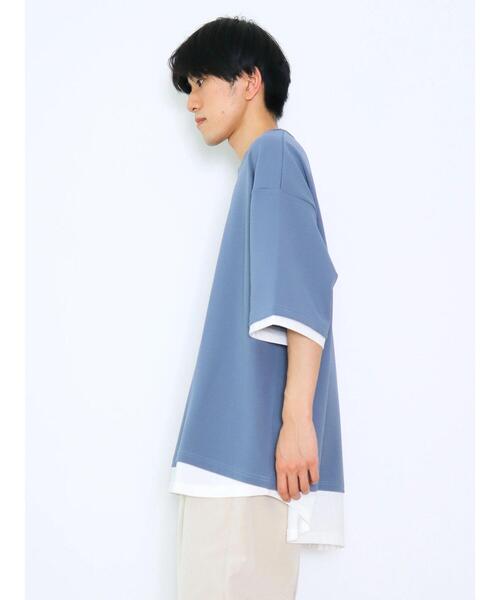 CRAFT STANDARD BOUTIQUE（クラフトスタンダードブティック）の「梨地カットラウンドヘムフェイクレイヤードTEE（Tシャツ/カットソー・メンズ・ライトグレー/ブラック/ブルー・M/L/XL）」の4枚目の写真