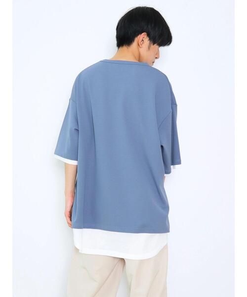 CRAFT STANDARD BOUTIQUE（クラフトスタンダードブティック）の「梨地カットラウンドヘムフェイクレイヤードTEE（Tシャツ/カットソー・メンズ・ライトグレー/ブラック/ブルー・M/L/XL）」の15枚目の写真
