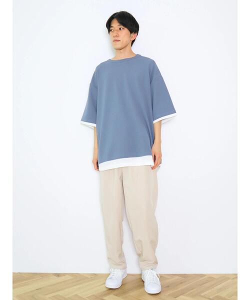 CRAFT STANDARD BOUTIQUE（クラフトスタンダードブティック）の「梨地カットラウンドヘムフェイクレイヤードTEE（Tシャツ/カットソー・メンズ・ライトグレー/ブラック/ブルー・M/L/XL）」の18枚目の写真