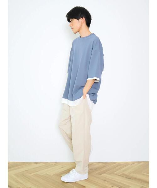 CRAFT STANDARD BOUTIQUE（クラフトスタンダードブティック）の「梨地カットラウンドヘムフェイクレイヤードTEE（Tシャツ/カットソー・メンズ・ライトグレー/ブラック/ブルー・M/L/XL）」の10枚目の写真