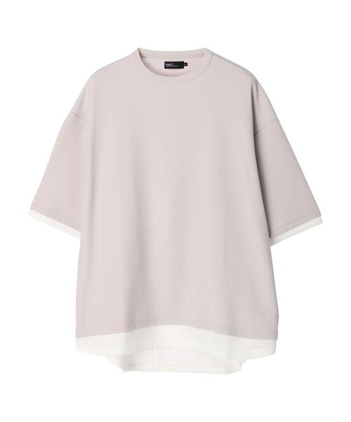 CRAFT STANDARD BOUTIQUE（クラフトスタンダードブティック）の「梨地カットラウンドヘムフェイクレイヤードTEE（Tシャツ/カットソー・メンズ・ライトグレー/ブラック/ブルー・M/L/XL）」の7枚目の写真