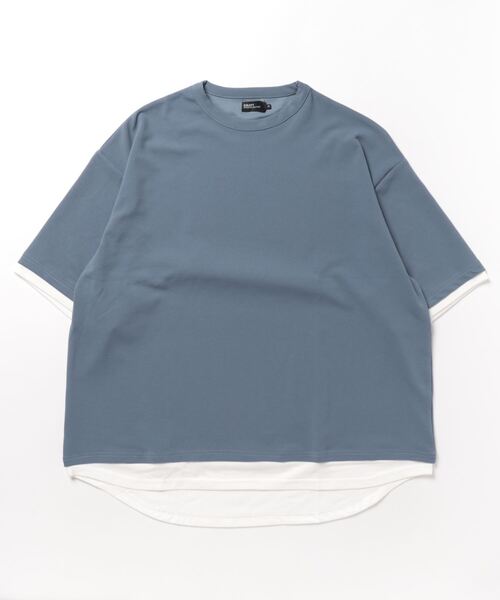 CRAFT STANDARD BOUTIQUE（クラフトスタンダードブティック）の「梨地カットラウンドヘムフェイクレイヤードTEE（Tシャツ/カットソー・メンズ・ライトグレー/ブラック/ブルー・M/L/XL）」の20枚目の写真