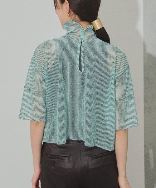 Solace(ソレイス)の「前後2WAY/ポロシアーストライプトップス(Tシャツ/カットソー・レディース・ミント/パープル/ブラック・FREE)」の12枚目の写真