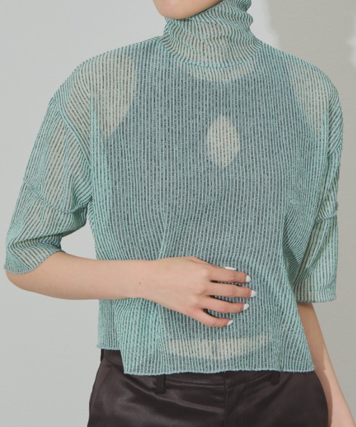 Solace(ソレイス)の「前後2WAY/ポロシアーストライプトップス(Tシャツ/カットソー・レディース・ミント/パープル/ブラック・FREE)」の13枚目の写真