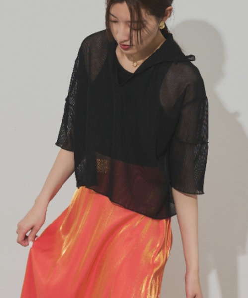 Solace(ソレイス)の「前後2WAY/ポロシアーストライプトップス(Tシャツ/カットソー・レディース・ミント/パープル/ブラック・FREE)」の18枚目の写真