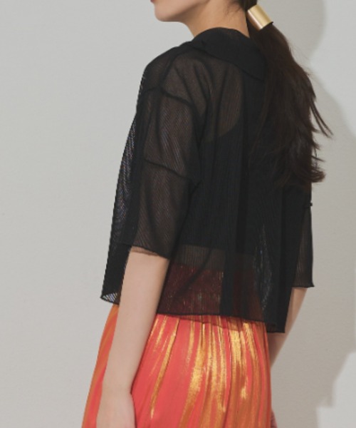 Solace(ソレイス)の「前後2WAY/ポロシアーストライプトップス(Tシャツ/カットソー・レディース・ミント/パープル/ブラック・FREE)」の16枚目の写真