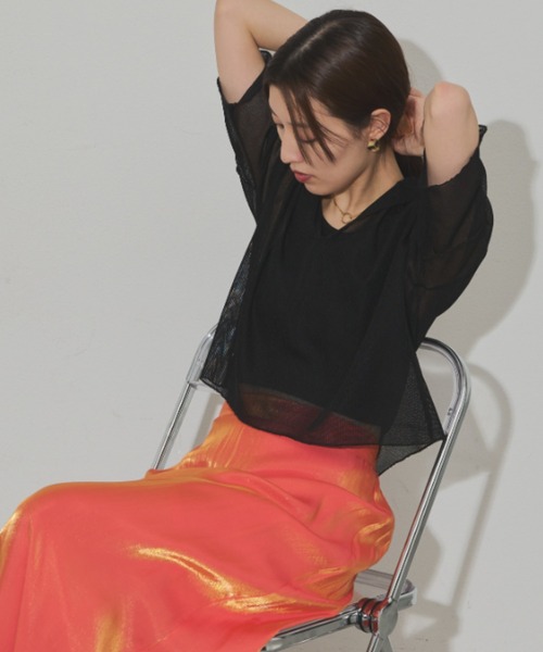Solace(ソレイス)の「前後2WAY/ポロシアーストライプトップス(Tシャツ/カットソー・レディース・ミント/パープル/ブラック・FREE)」の15枚目の写真