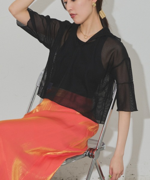 Solace(ソレイス)の「前後2WAY/ポロシアーストライプトップス(Tシャツ/カットソー・レディース・ミント/パープル/ブラック・FREE)」の20枚目の写真