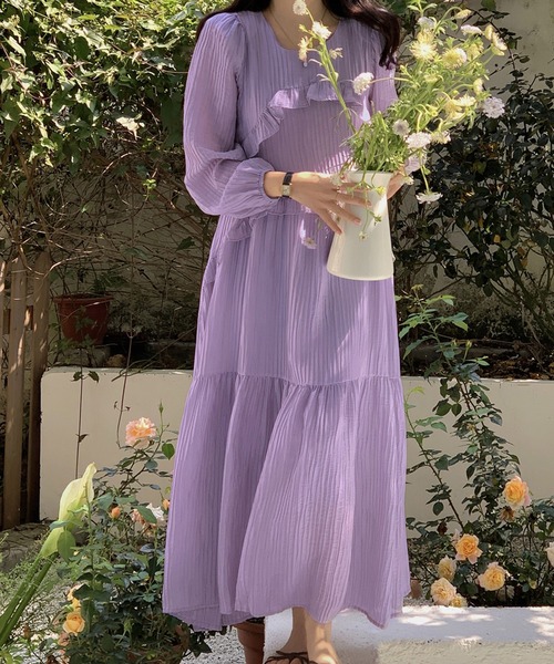 Dita Muaj.（ディータムアージュ）の「ワッシャーシフォン ロングワンピース（ワンピース・レディース・ホワイト/ラベンダー・FREE）」の2枚目の写真