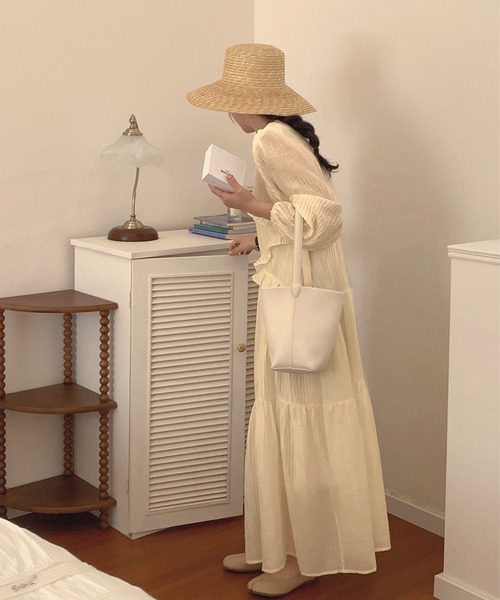 Dita Muaj.（ディータムアージュ）の「ワッシャーシフォン ロングワンピース（ワンピース・レディース・ホワイト/ラベンダー・FREE）」の9枚目の写真