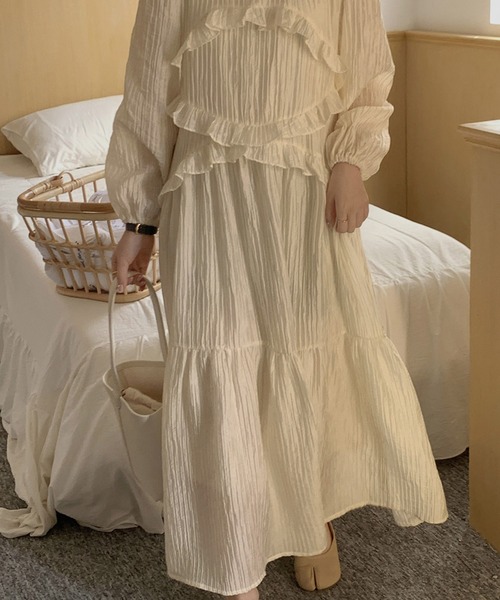 Dita Muaj.（ディータムアージュ）の「ワッシャーシフォン ロングワンピース（ワンピース・レディース・ホワイト/ラベンダー・FREE）」の15枚目の写真