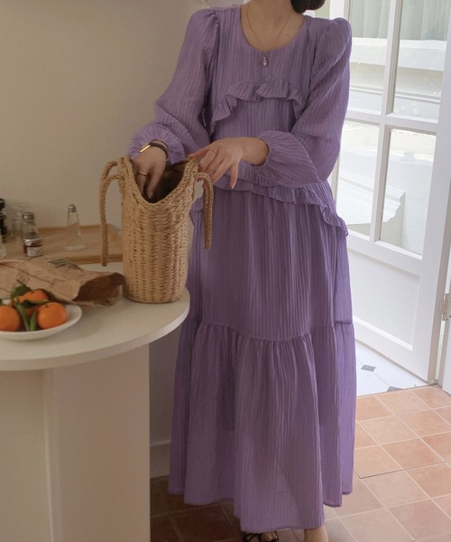 Dita Muaj.（ディータムアージュ）の「ワッシャーシフォン ロングワンピース（ワンピース・レディース・ホワイト/ラベンダー・FREE）」の22枚目の写真