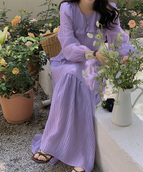 Dita Muaj.（ディータムアージュ）の「ワッシャーシフォン ロングワンピース（ワンピース・レディース・ホワイト/ラベンダー・FREE）」の21枚目の写真