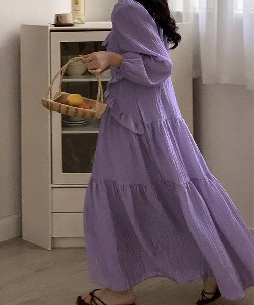 Dita Muaj.（ディータムアージュ）の「ワッシャーシフォン ロングワンピース（ワンピース・レディース・ホワイト/ラベンダー・FREE）」の19枚目の写真