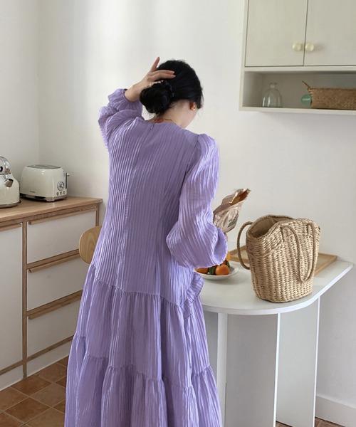 Dita Muaj.（ディータムアージュ）の「ワッシャーシフォン ロングワンピース（ワンピース・レディース・ホワイト/ラベンダー・FREE）」の10枚目の写真