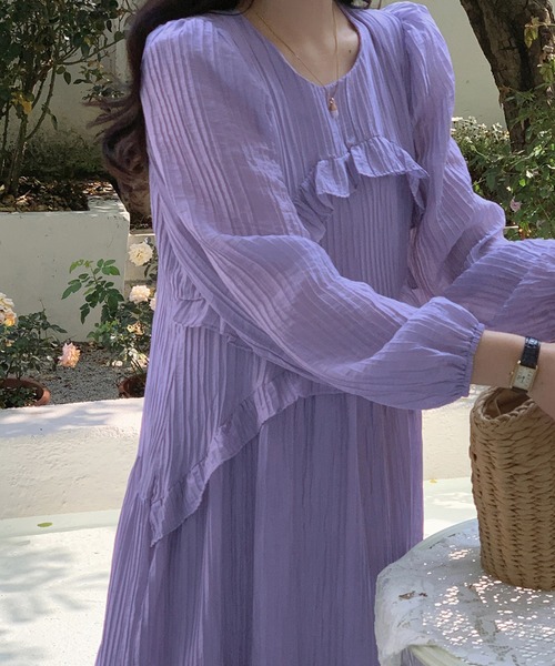 Dita Muaj.（ディータムアージュ）の「ワッシャーシフォン ロングワンピース（ワンピース・レディース・ホワイト/ラベンダー・FREE）」の16枚目の写真