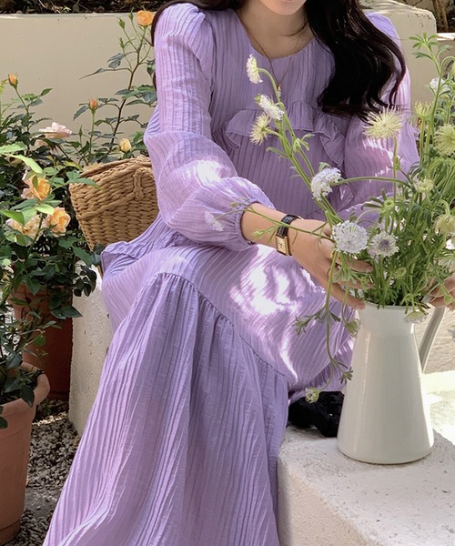 Dita Muaj.（ディータムアージュ）の「ワッシャーシフォン ロングワンピース（ワンピース・レディース・ホワイト/ラベンダー・FREE）」の7枚目の写真