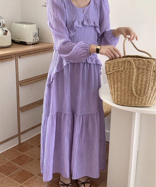 Dita Muaj.（ディータムアージュ）の「ワッシャーシフォン ロングワンピース（ワンピース・レディース・ホワイト/ラベンダー・FREE）」の5枚目の写真