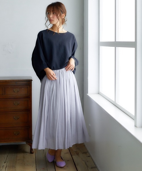 nissen（ニッセン）の「綿１００％バスクドルマントップス（７分袖）（Tシャツ/カットソー・レディース・オフホワイト/ブラック/グリーン/グレイッシュベージュ・S～Ｍ/L～LL）」の6枚目の写真