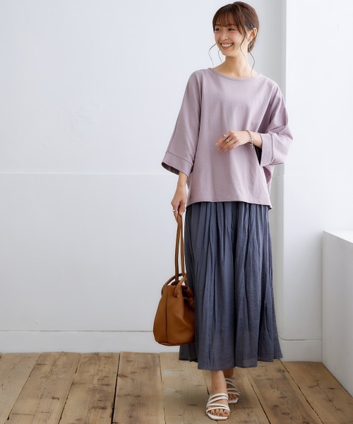 nissen（ニッセン）の「綿１００％バスクドルマントップス（７分袖）（Tシャツ/カットソー・レディース・オフホワイト/ブラック/グリーン/グレイッシュベージュ・S～Ｍ/L～LL）」の17枚目の写真