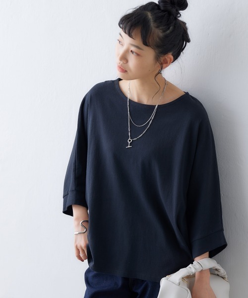 nissen（ニッセン）の「綿１００％バスクドルマントップス（７分袖）（Tシャツ/カットソー・レディース・オフホワイト/ブラック/グリーン/グレイッシュベージュ・S～Ｍ/L～LL）」の18枚目の写真