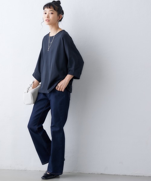 nissen（ニッセン）の「綿１００％バスクドルマントップス（７分袖）（Tシャツ/カットソー・レディース・オフホワイト/ブラック/グリーン/グレイッシュベージュ・S～Ｍ/L～LL）」の19枚目の写真