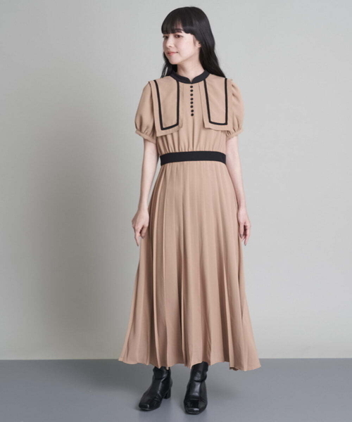 A de a.v.v（アードアー・ヴェ・ヴェ）の「配色バインダーセーラーカラープリーツワンピ（ワンピース・レディース・ベージュ/ブラック・38/36）」の12枚目の写真