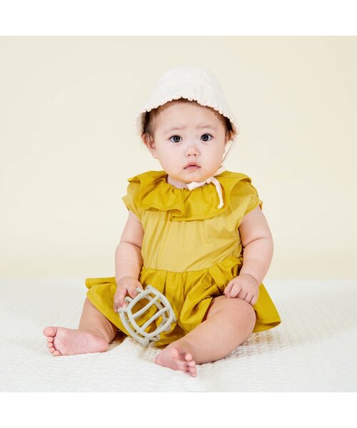 Ampersand（アンパサンド）の「【premier】ペプラムワンピロンパース（ロンパース・キッズ・レッド/アイボリー/イエロー・60/70/80）」の6枚目の写真