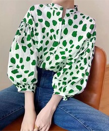 プリントスタンドカラーのシャツ