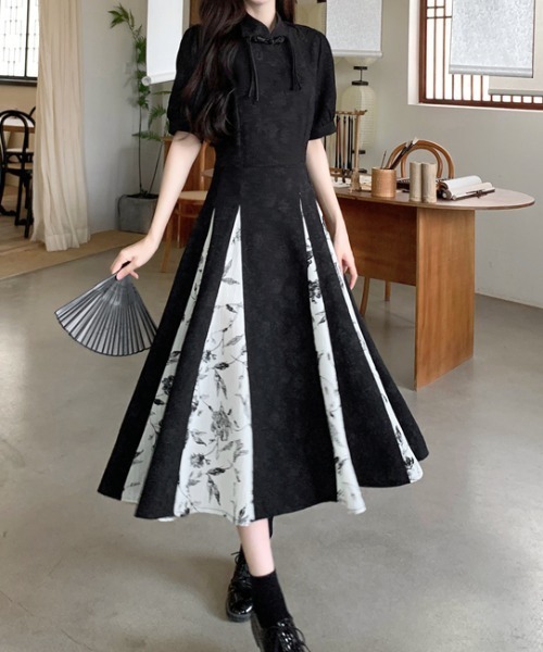 ヘボンスタイルプリントステッチレトロドレス（ワンピース）｜AMAJI（アマジ）